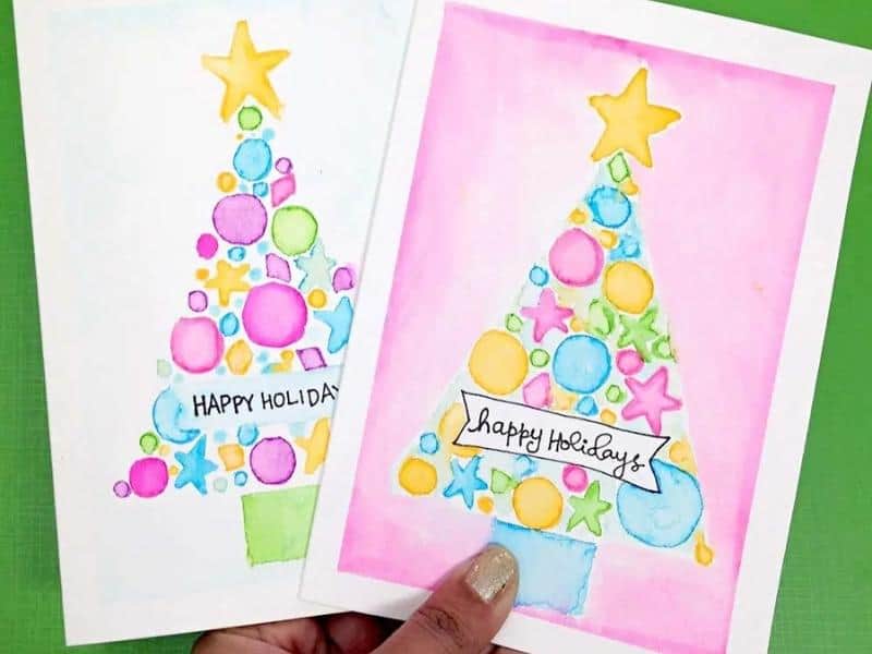 Watercolor Christmas Tree Cards