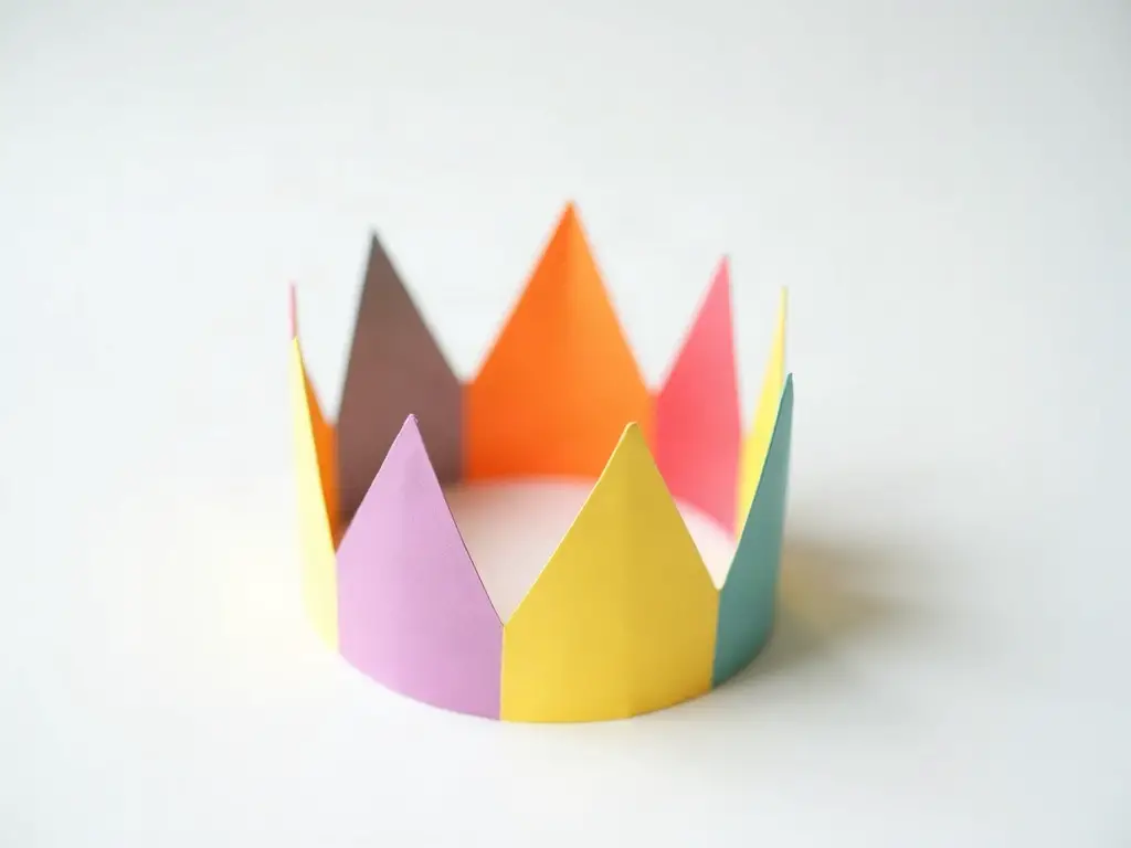 Finished green paper crown with spikes, ready to wear